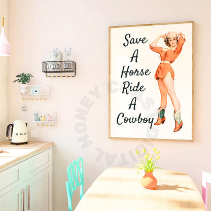 Retro Cowgirl Poster