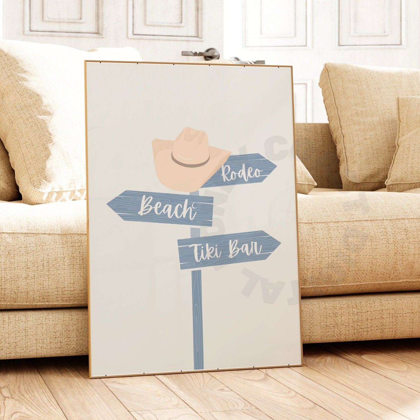 Coastal Blue Coastal Cowgirl Beach Sign Poster