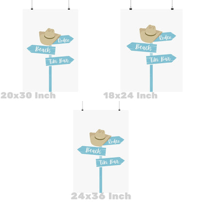 Surf Blue Coastal Cowgirl Beach Sign Poster