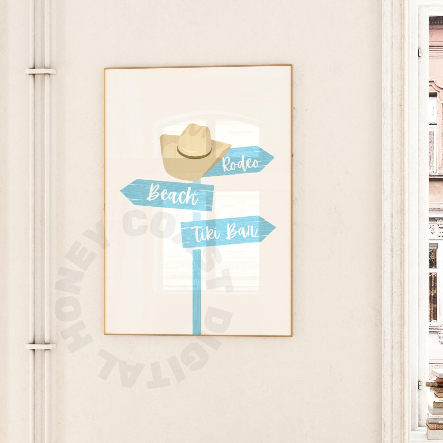 Surf Blue Coastal Cowgirl Beach Sign Poster