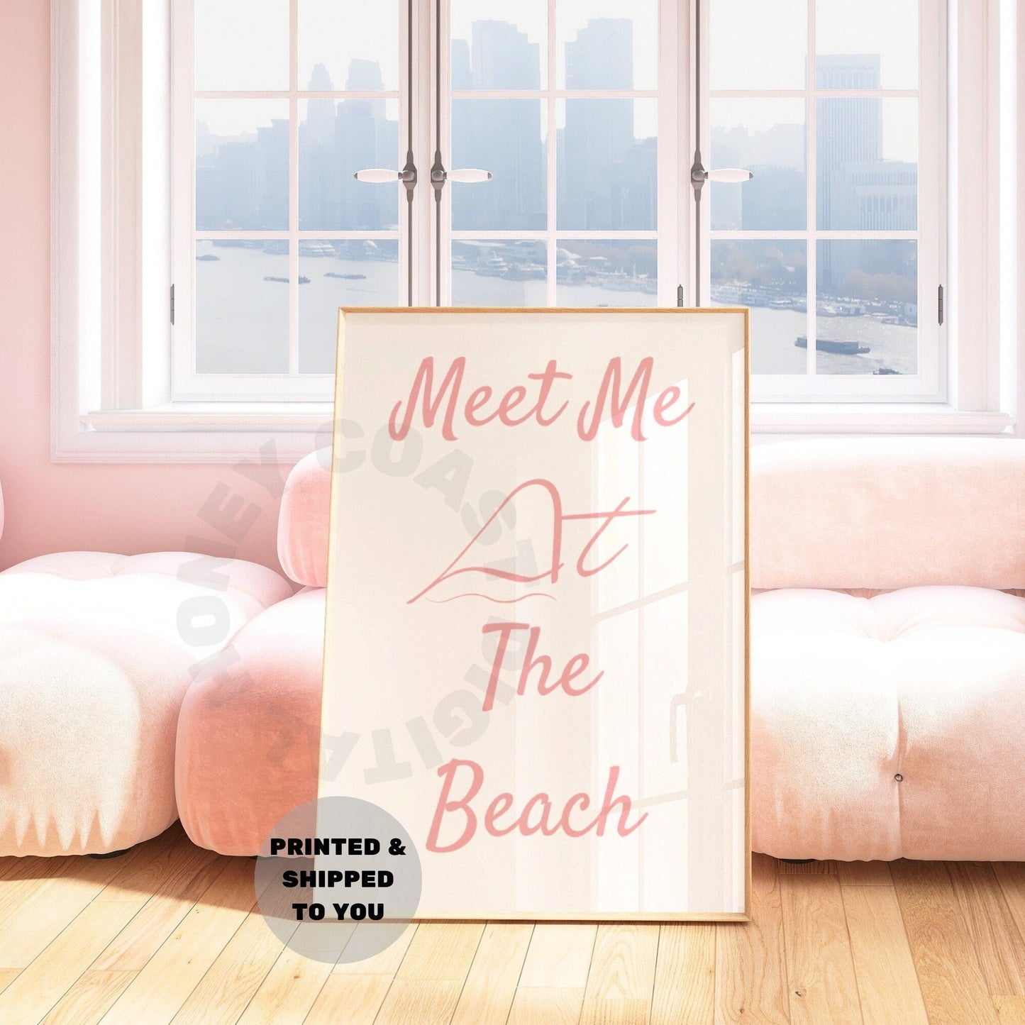 Pink Meet Me At the Beach Poster