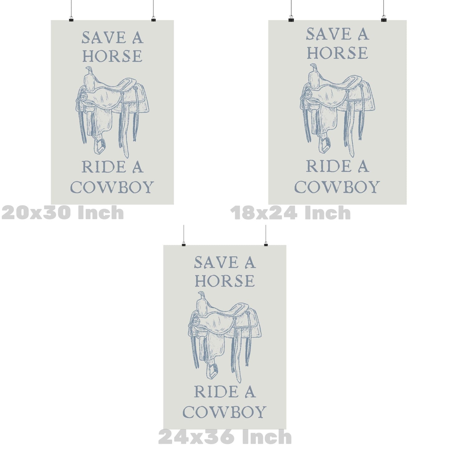 Coastal Blue Save A Horse Ride A Cowboy Poster