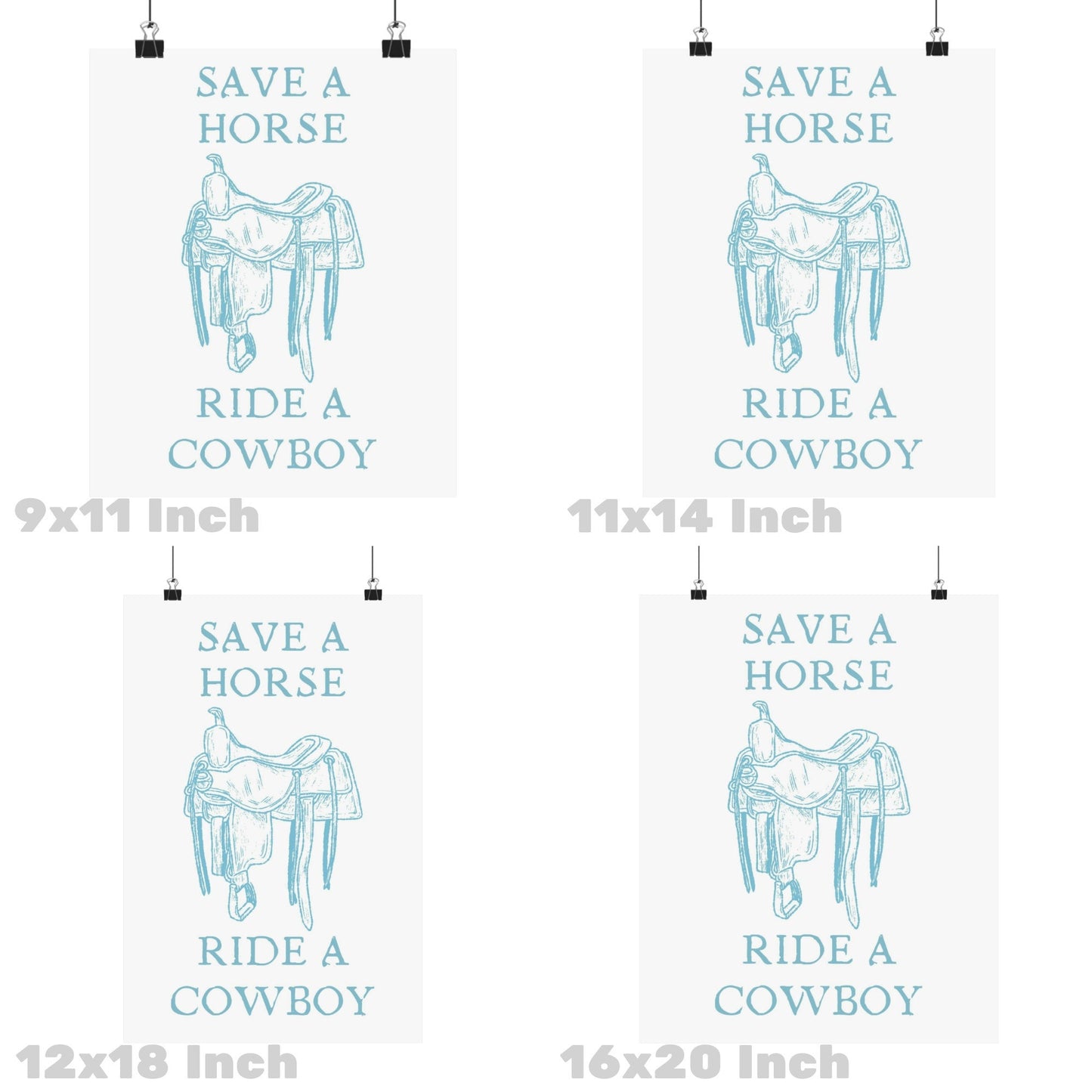 Surf Blue Save A Horse Ride A Cowboy Poster