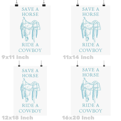 Surf Blue Save A Horse Ride A Cowboy Poster