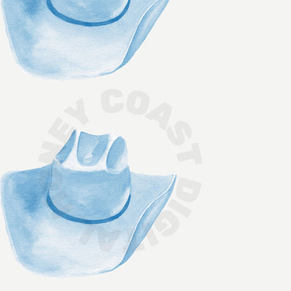 Blue Watercolor Cowboy Hat Digital Prints