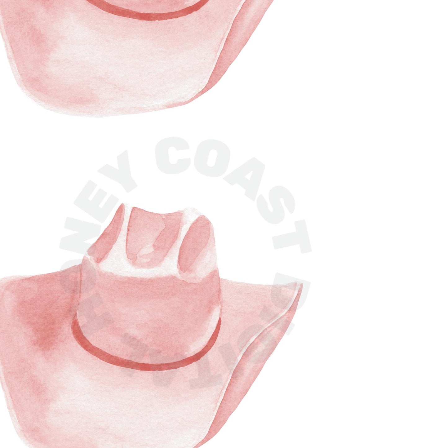Watercolor Coral Cowboy Hat Digital Prints