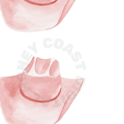 Watercolor Coral Cowboy Hat Digital Prints