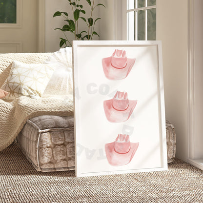 Watercolor Coral Cowboy Hat Digital Prints