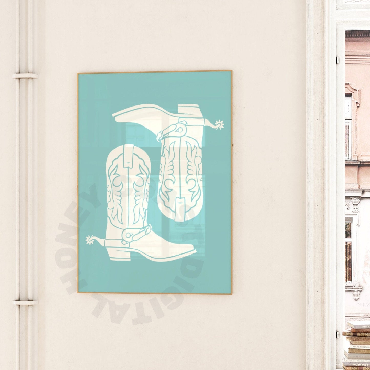 Seafoam Cowboy Boots Poster