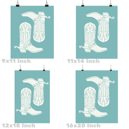 Seafoam Cowboy Boots Poster