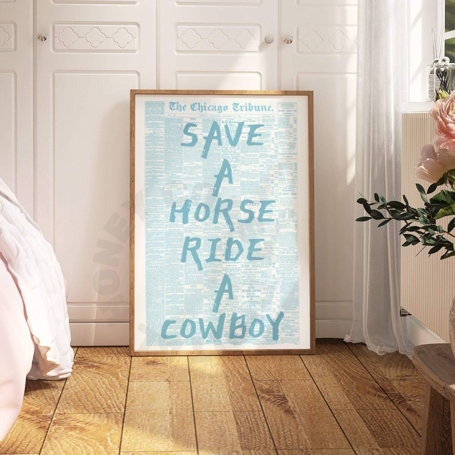 Save A Horse Ride A Cowboy Newspaper Poster