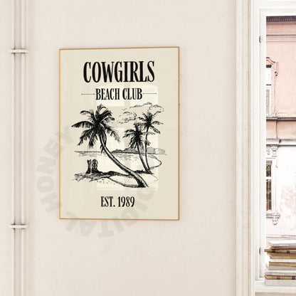 Monotone Cowgirl Beach Club Black Digital Prints