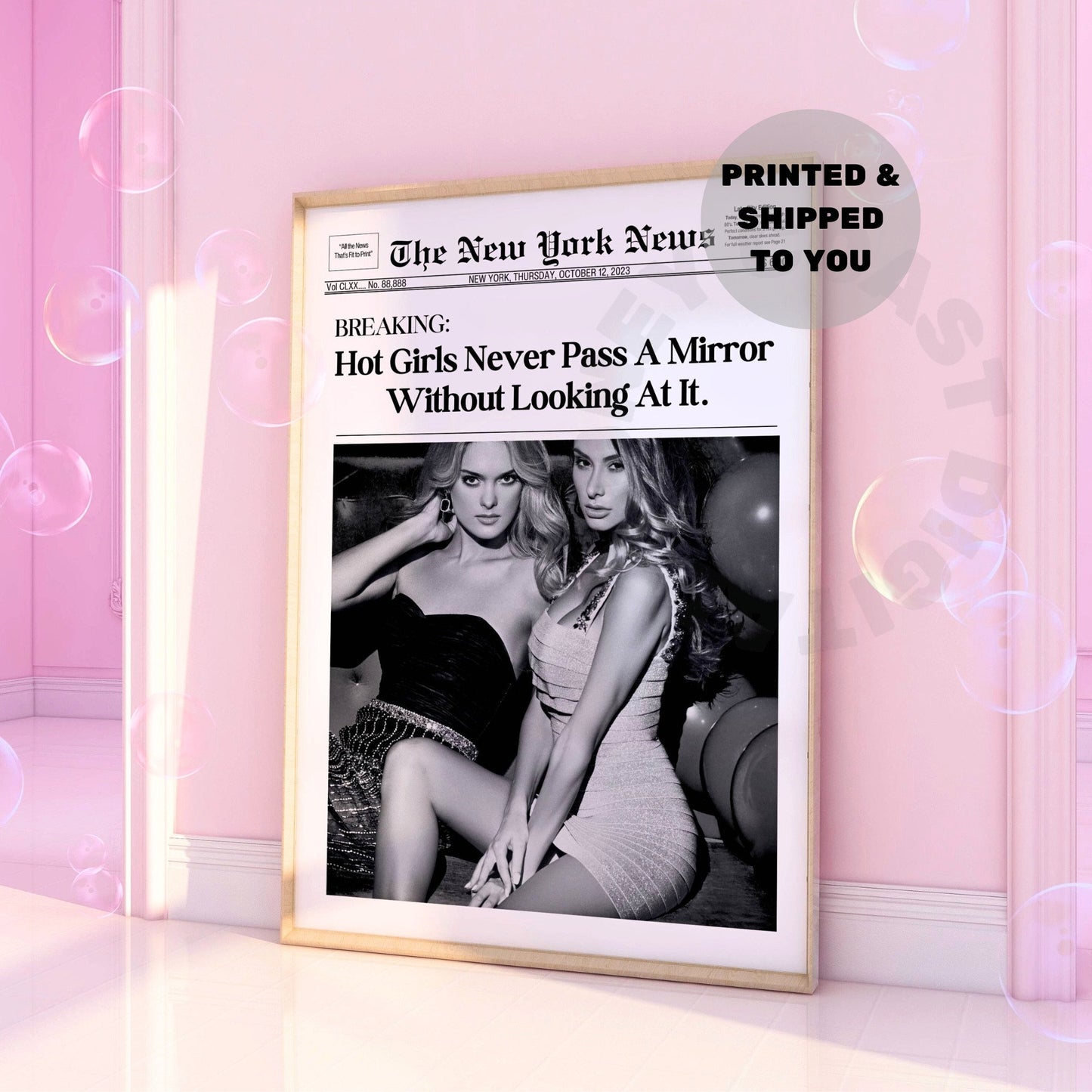 Never Pass A Mirror Newspaper Poster