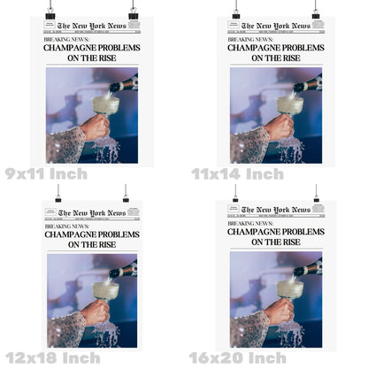 Blue Champagne Problems Newspapers Poster