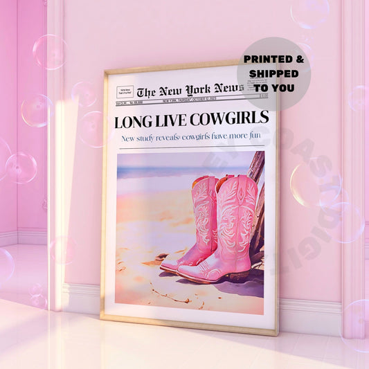 Pink Cowboy Boots Newspaper Poster