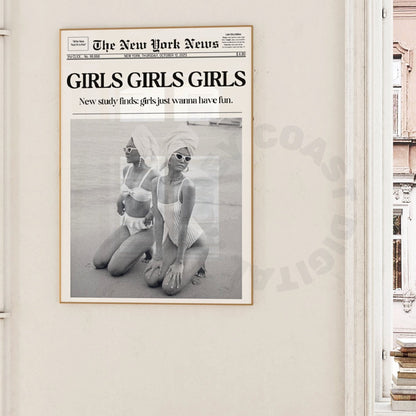 Montone Girls Girls Girls Newspaper Poster