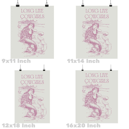 Pink Mermaid Cowgirl Poster