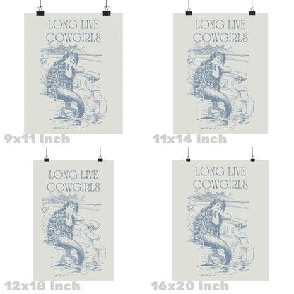 Coastal Blue Mermaid Cowgirl Poster