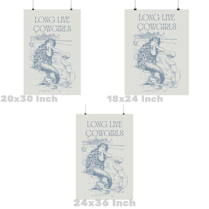 Coastal Blue Mermaid Cowgirl Poster