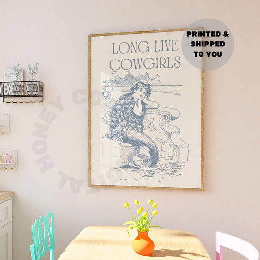 Coastal Blue Mermaid Cowgirl Poster