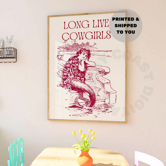 Red Mermaid Cowgirl Poster