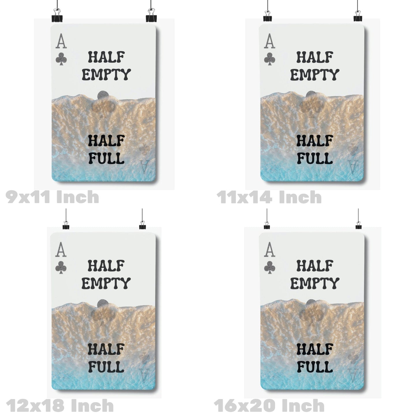 Half Full Half Empty Playing Card Poster