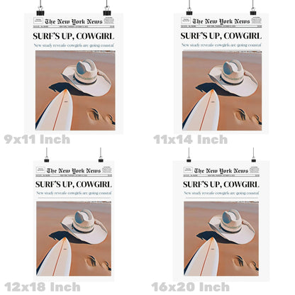 Surfs Up Cowgirl Newspaper Poster