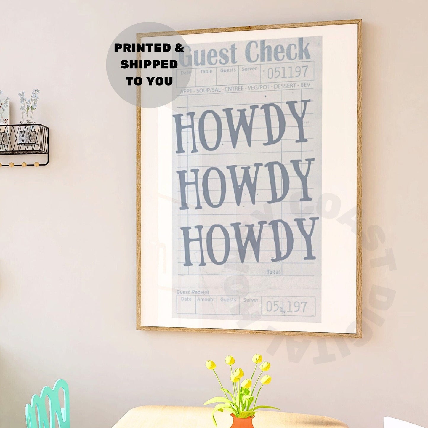 Coastal Blue Howdy Guest Check Poster