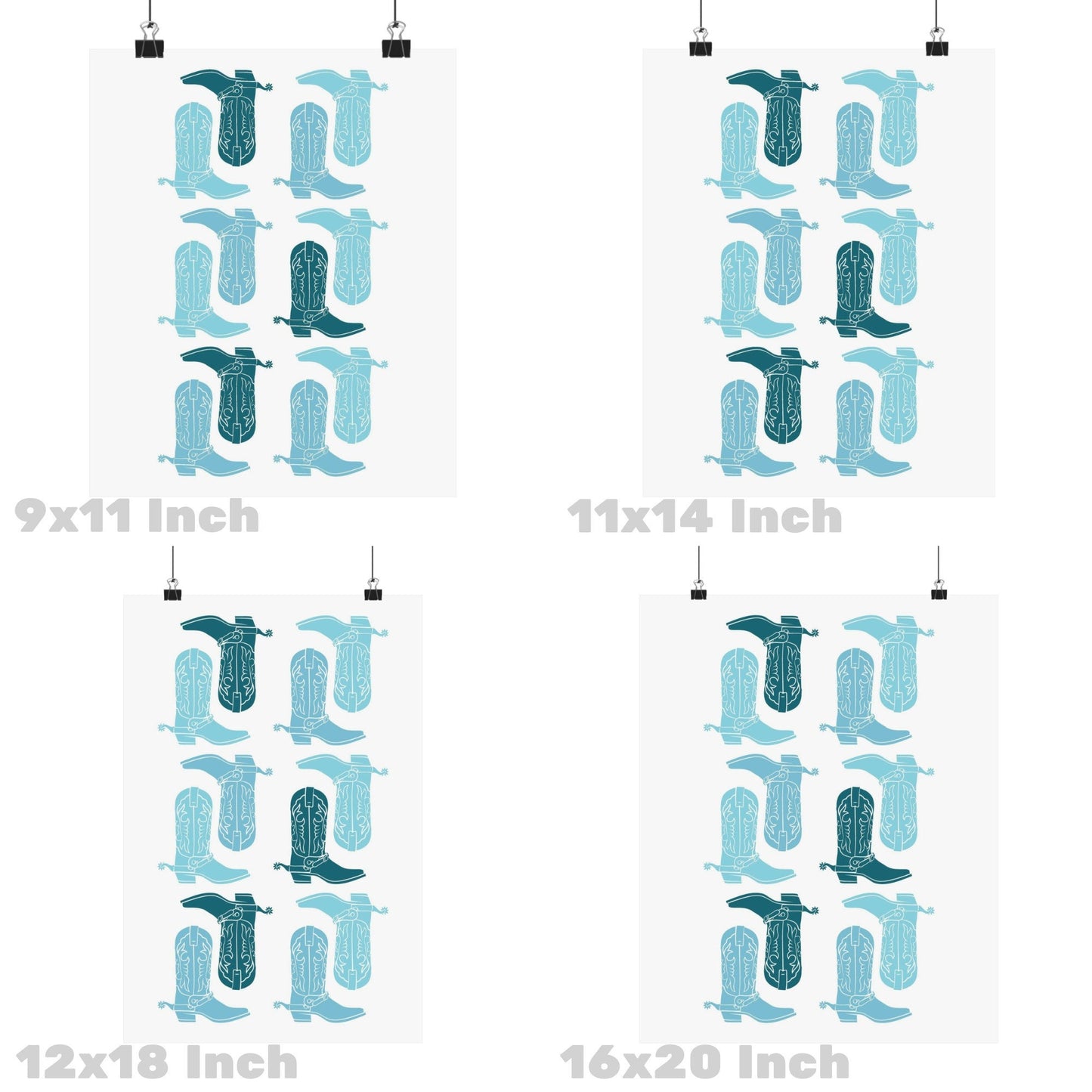Blue Cowboy Boots Poster