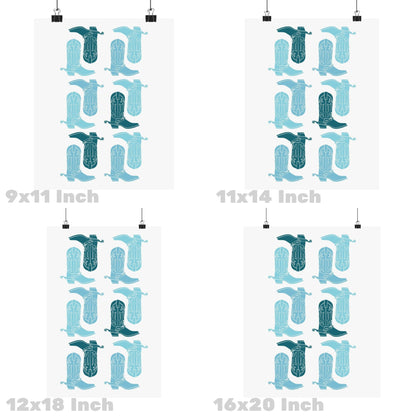 Blue Cowboy Boots Poster