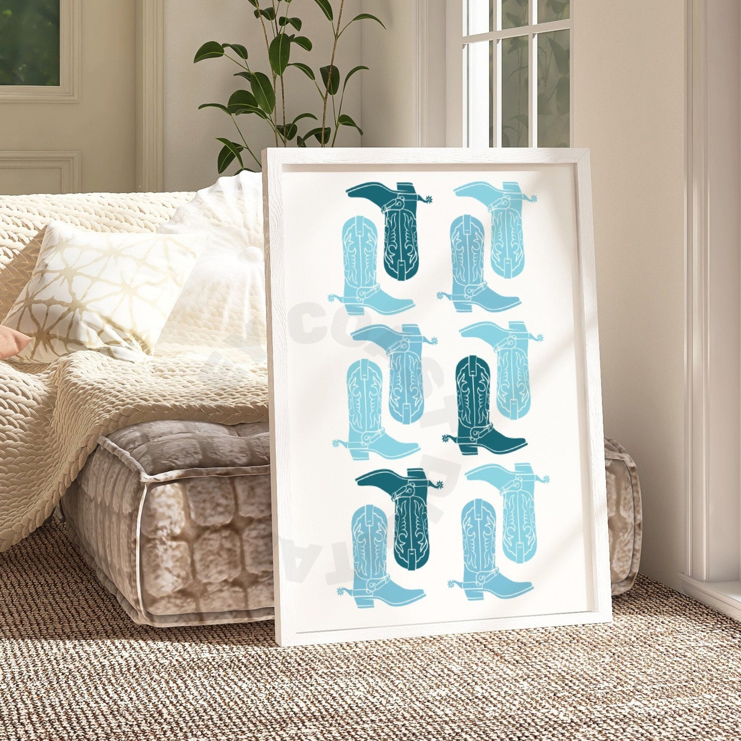 Blue Cowboy Boots Poster