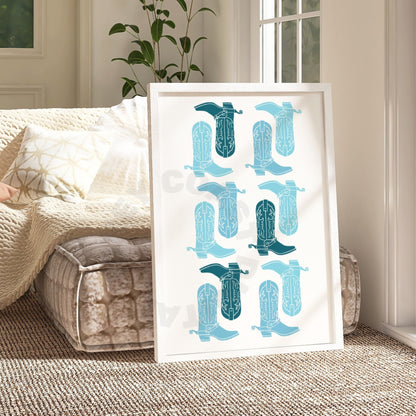 Blue Cowboy Boots Poster