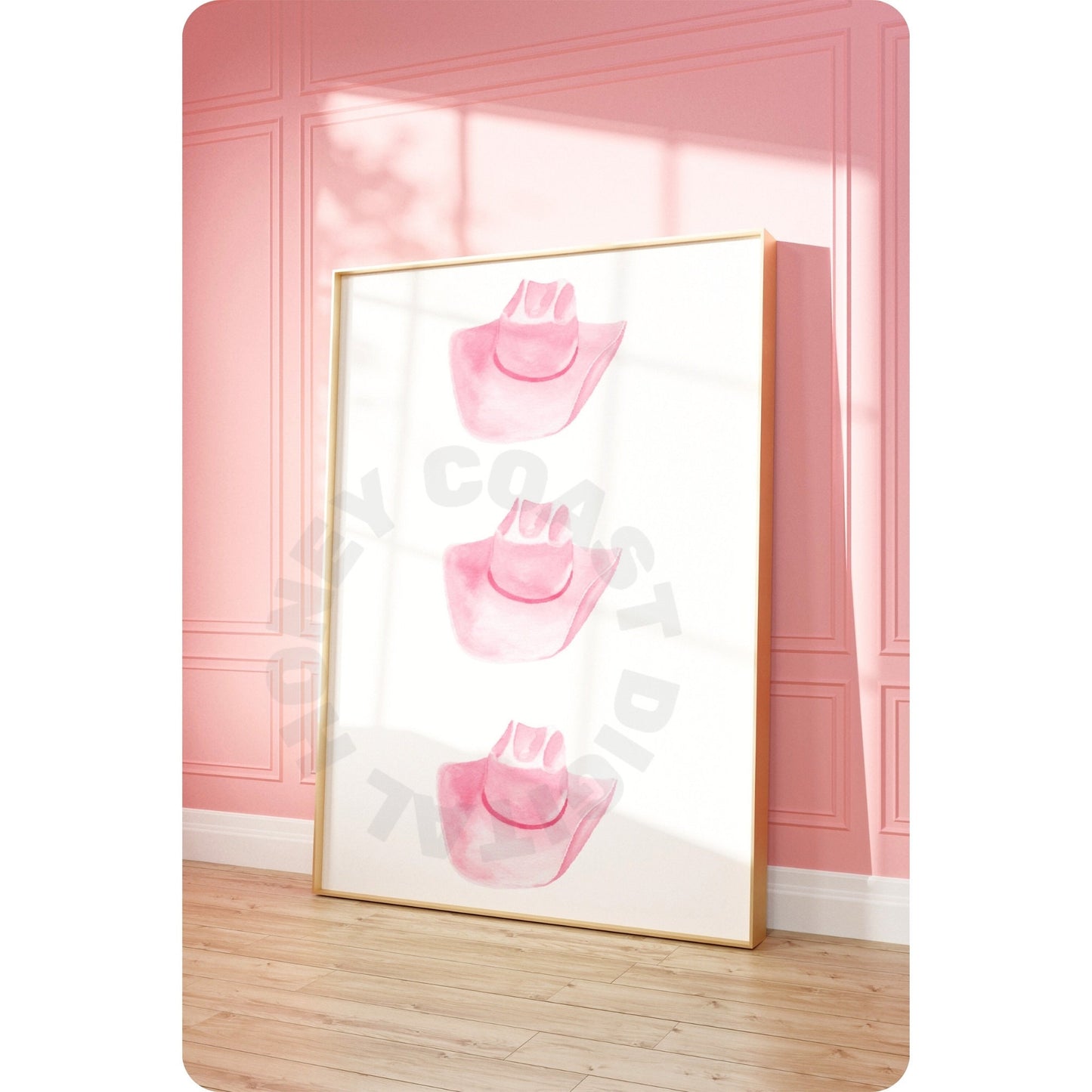 Pink Watercolor Cowboy Hat Poster