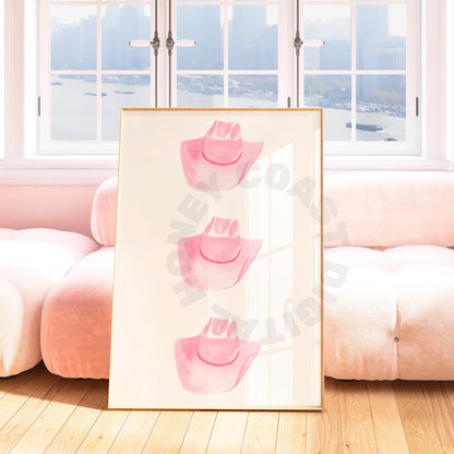 Pink Watercolor Cowboy Hat Poster