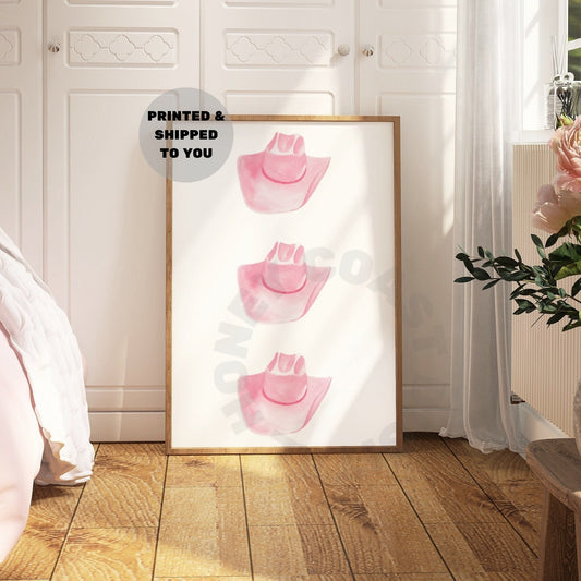 Pink Watercolor Cowboy Hat Poster