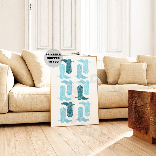 Blue Cowboy Boots Poster