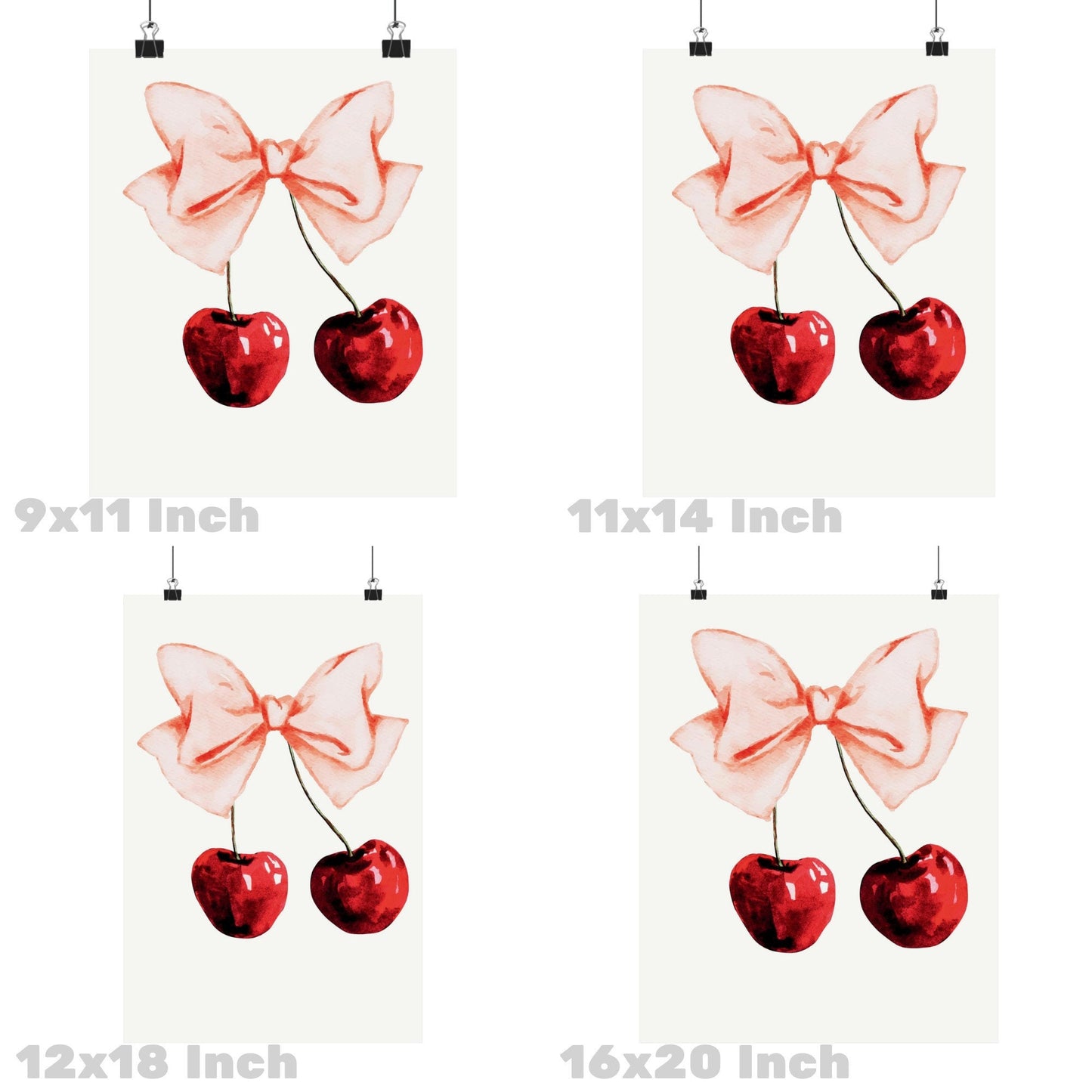 Pink Cherry Hair Bow Poster