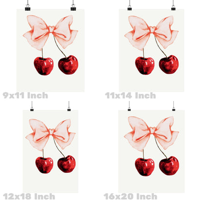 Pink Cherry Hair Bow Poster