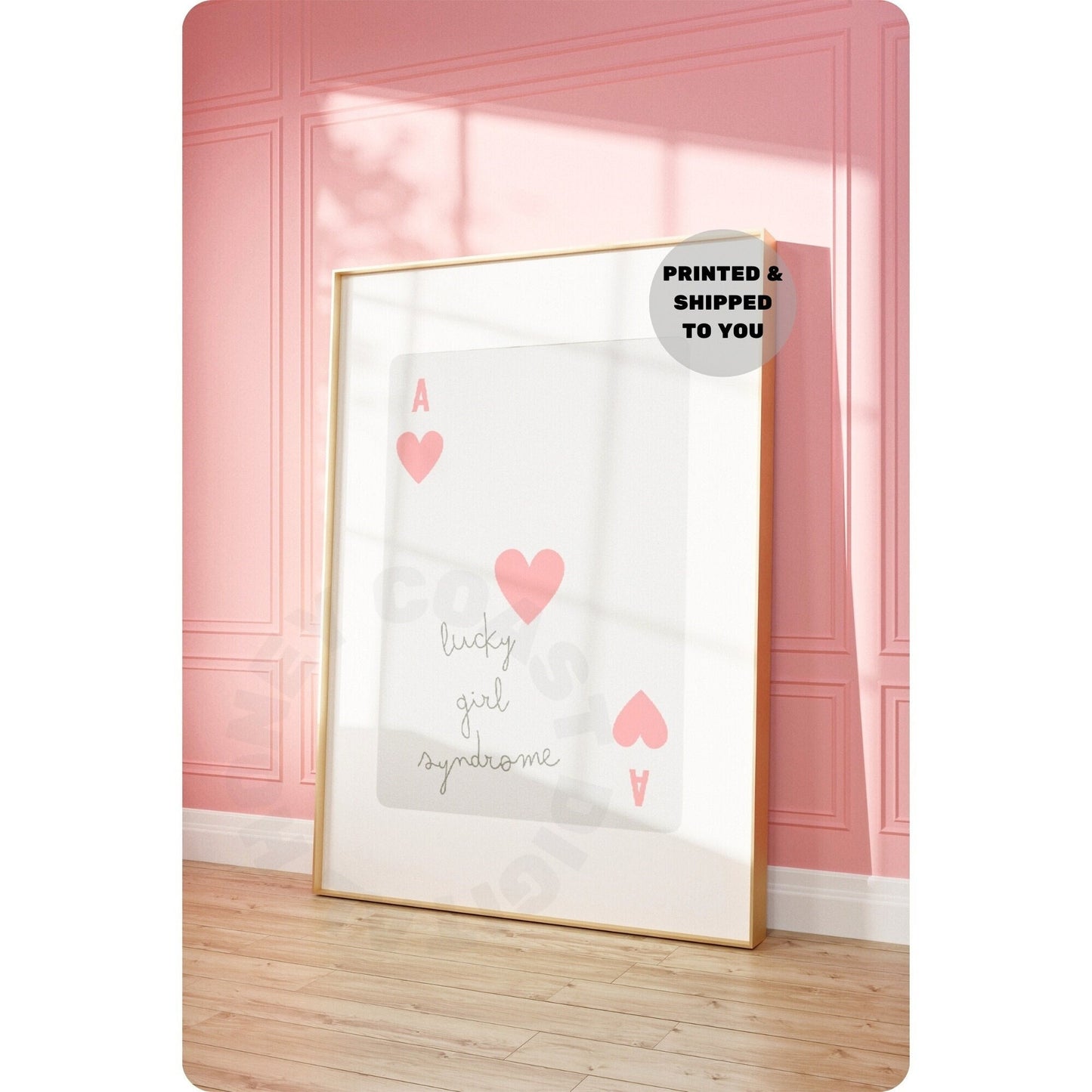 Pink Lucky Girl Syndrome Playing Card Poster