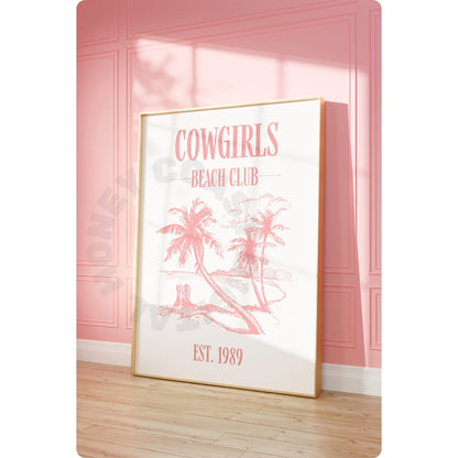 Pink Cowgirls Beach Club Poster