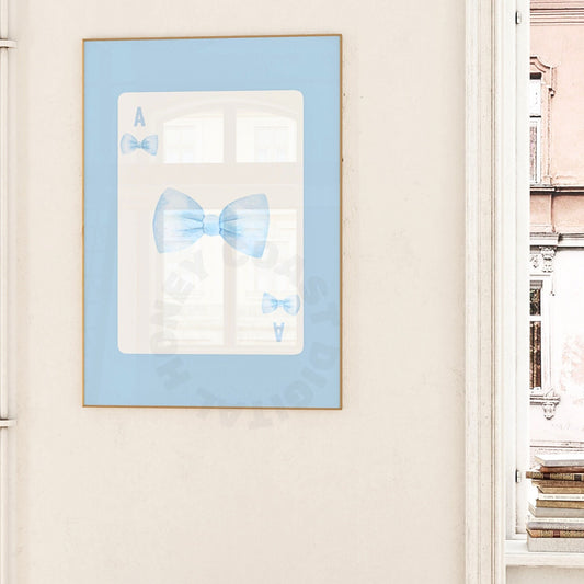 Baby Blue Bow Playing Card Digital Prints