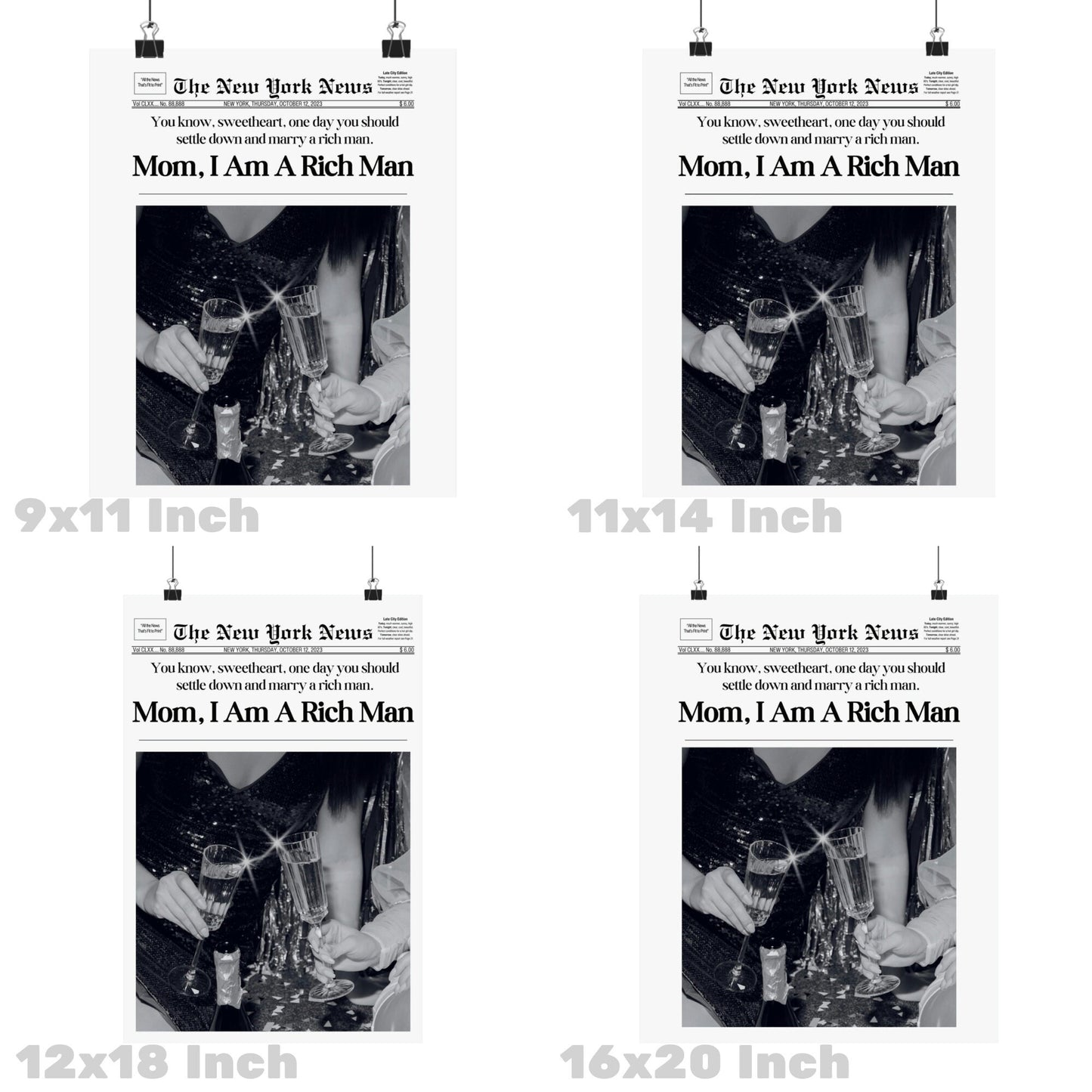 Mom I Am A Rich Man Newspapers Poster