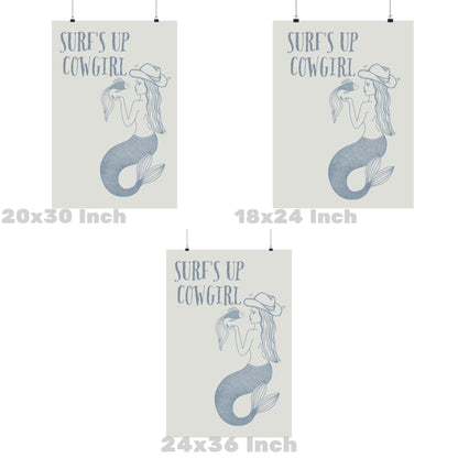 Coastal Blue Mermaid Cowgirl Poster