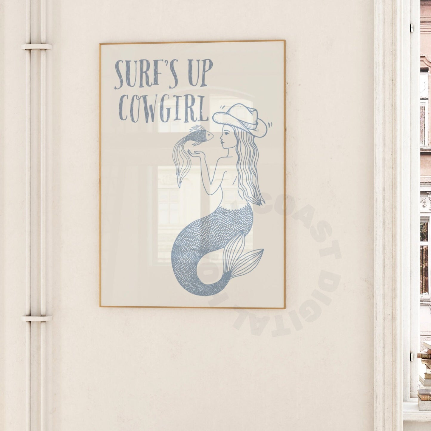 Coastal Blue Mermaid Cowgirl Poster