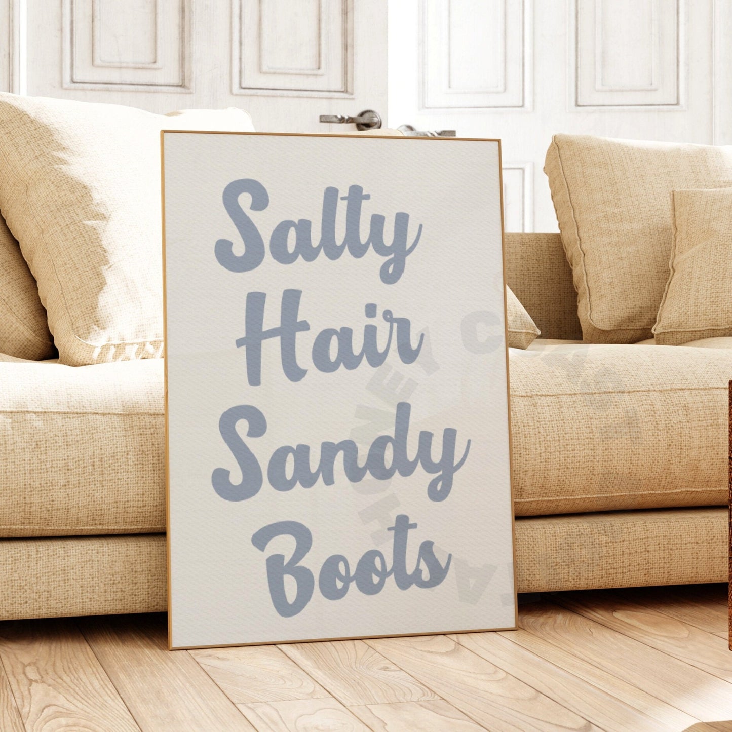 Coastal Blue Salty Hair Sandy Boots Digital Prints