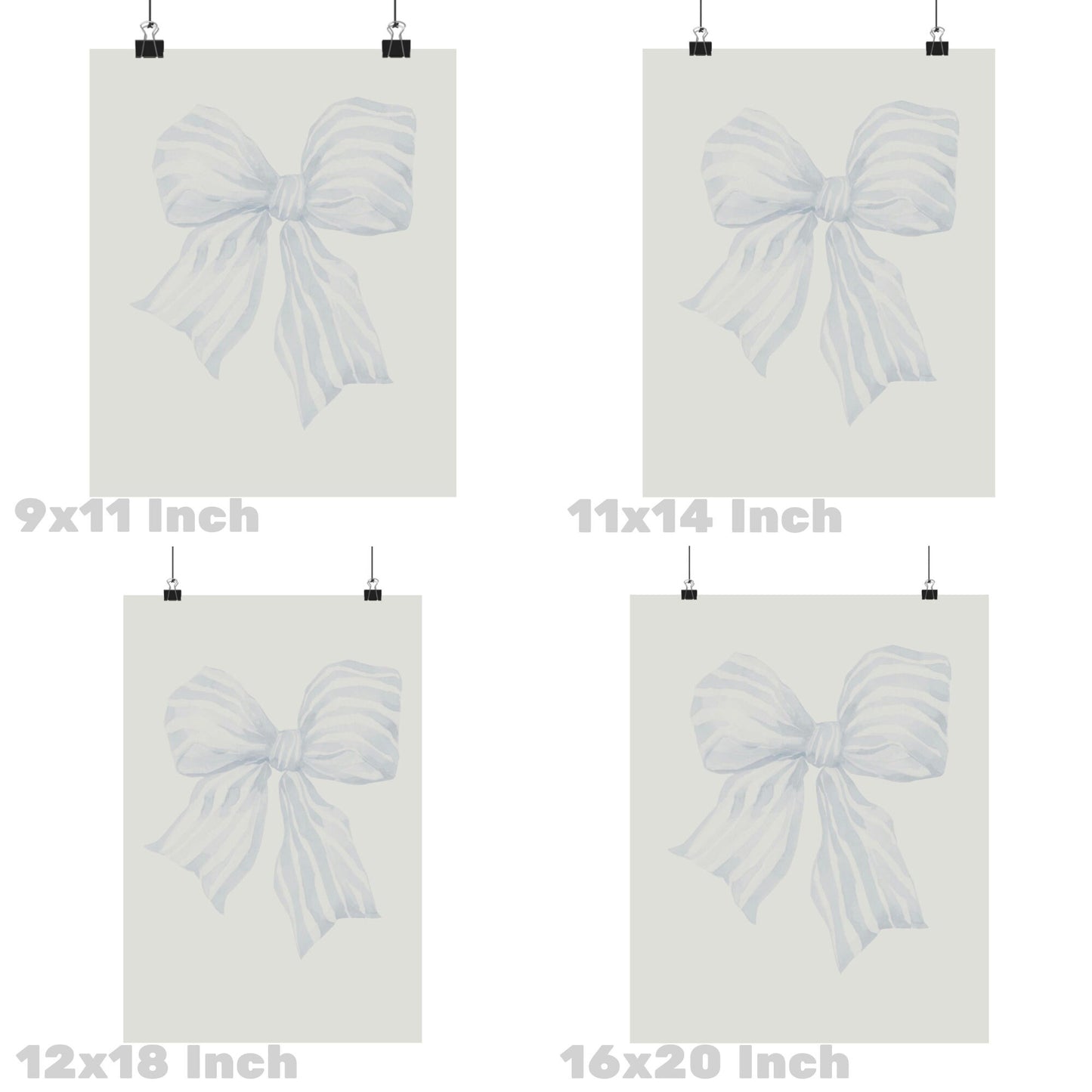 Coastal Blue Stripe Hair Bow Poster