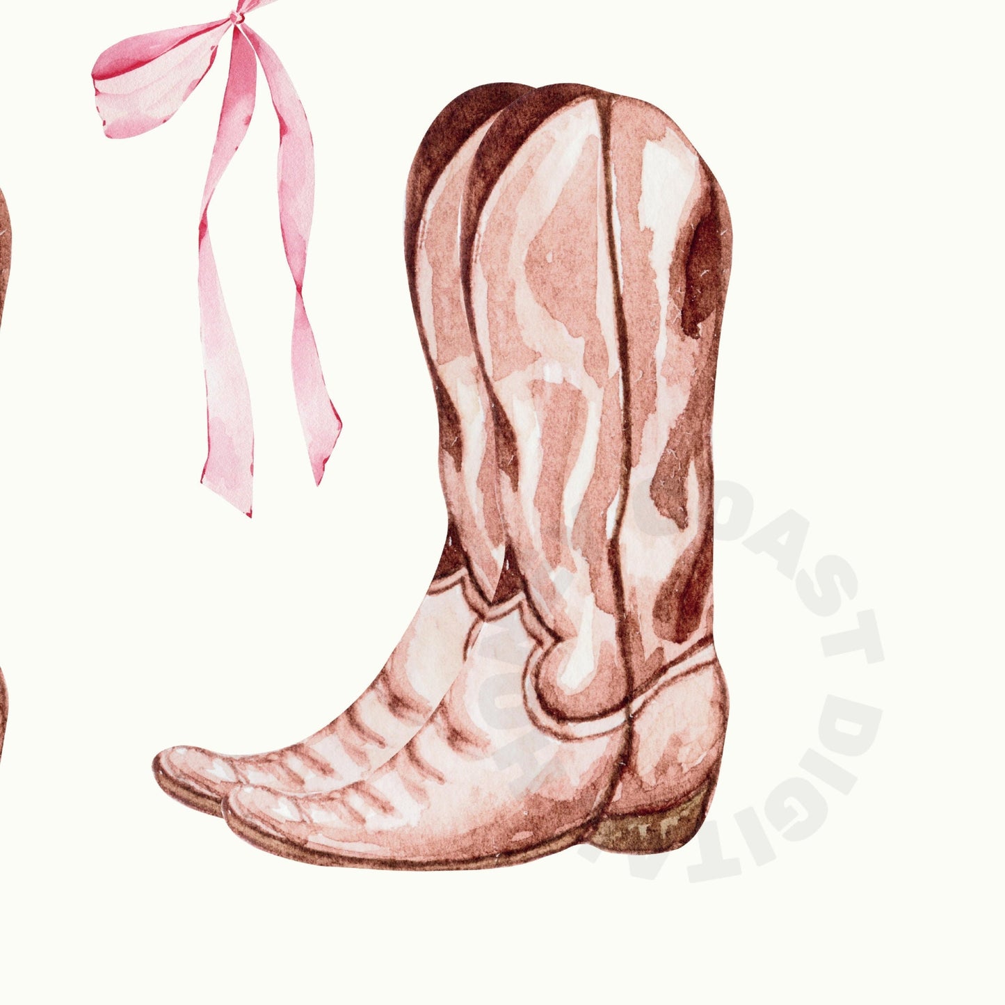Pink Hair Bow and Boots Digital Prints