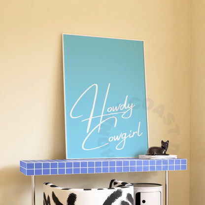 Surf Blue Coastal Cowgirl Digital Prints, Set Of 2