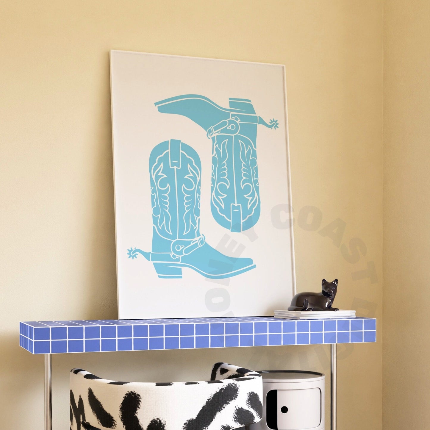 Surf Blue Coastal Cowgirl Digital Prints, Set Of 2
