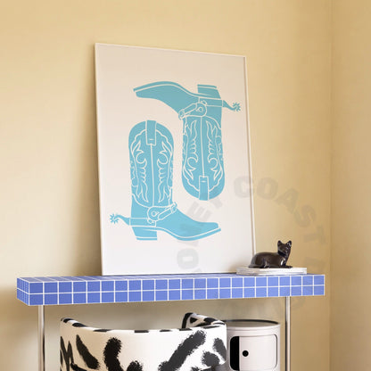 Surf Blue Coastal Cowgirl Digital Prints, Set Of 2